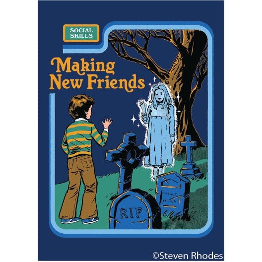 Making New Friends Ghost Girl Magnet | '80s Children's Book Style Satirical Art | 2" x 3"