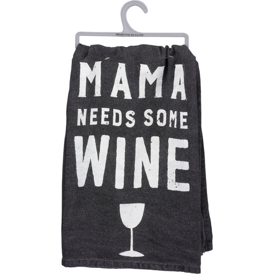 Mama Needs Some Wine Dish Cloth Towel | Novelty Silly Tea Towels | Cute Kitchen Hand Towel | Mom, Mother's Day | 28" Square
