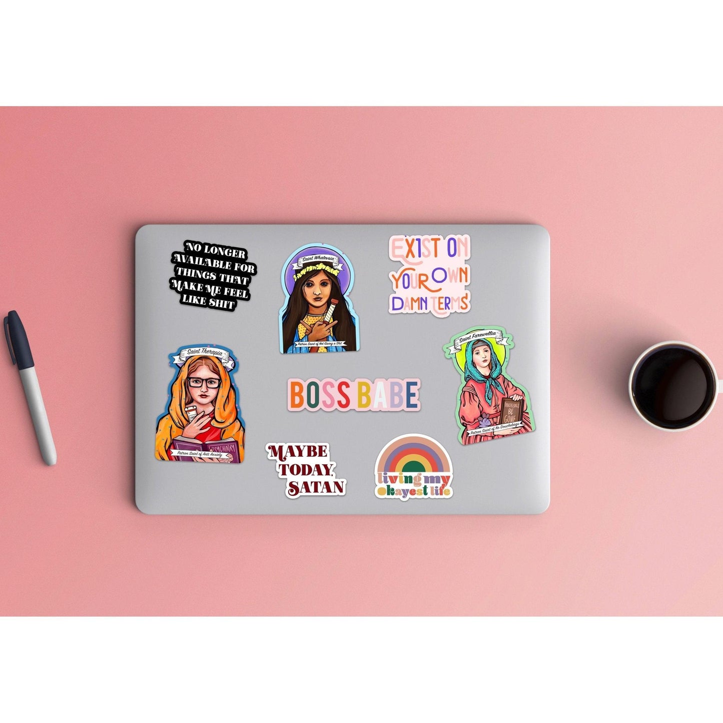 Maybe Today, Satan Vinyl Sticker in Red and White