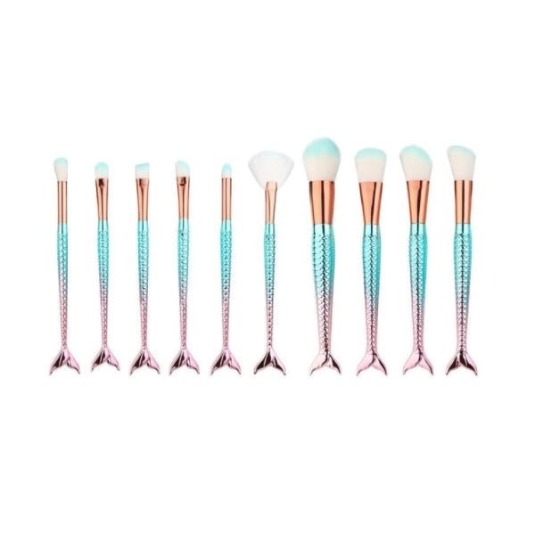 Mermaid Ombre Makeup Brush Set in Turquoise and Pink