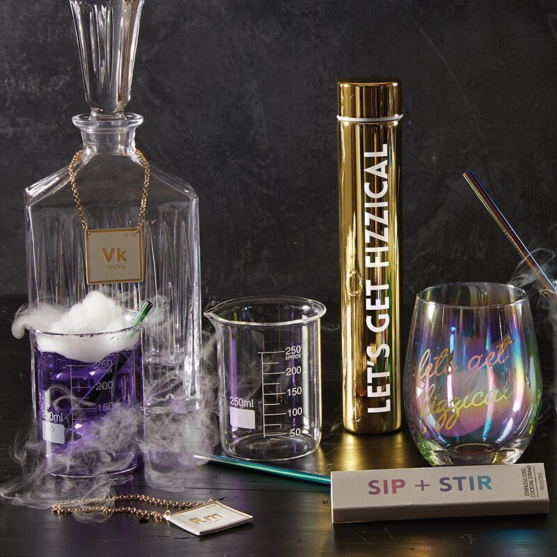Mixology Beaker Drinking Glasses | Set of 4 | Laboratory Beaker Style Liquor Tumblers