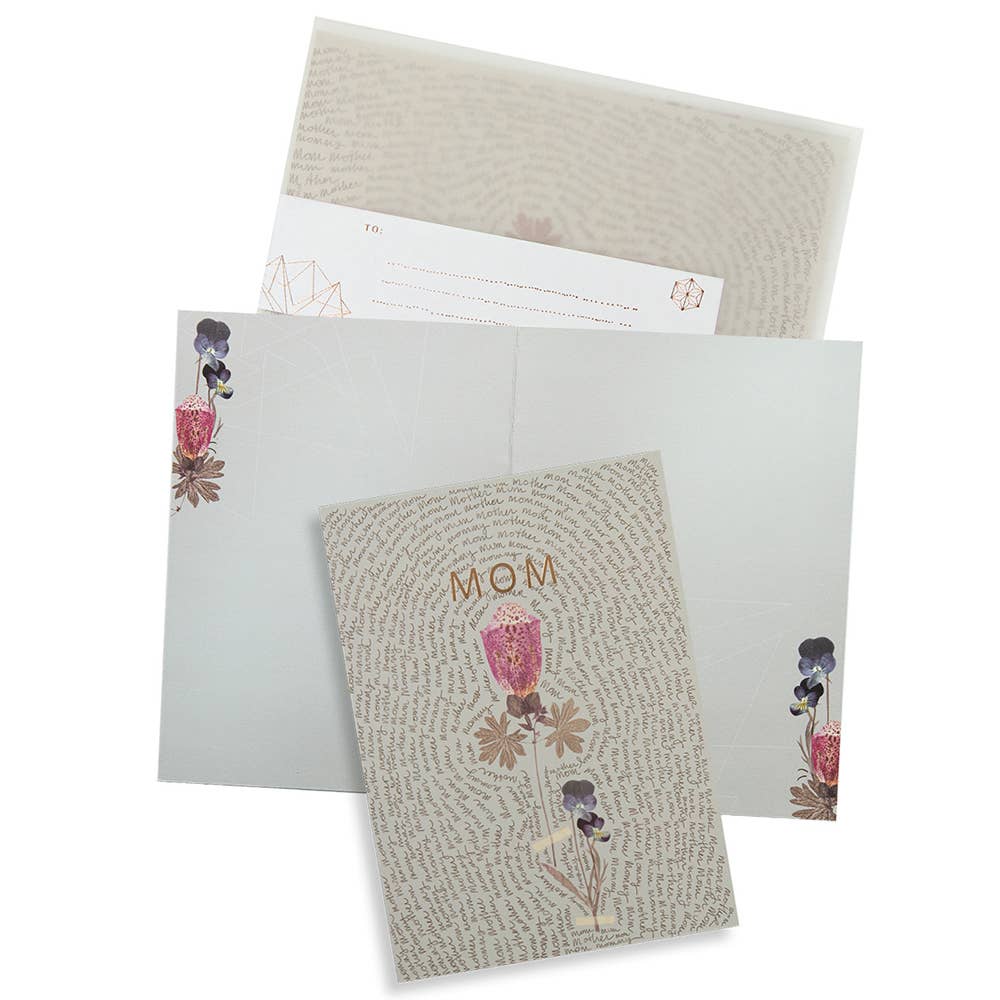 Mom Greeting Card | Fine Rose Gold Details | Translucent Parchment Envelope