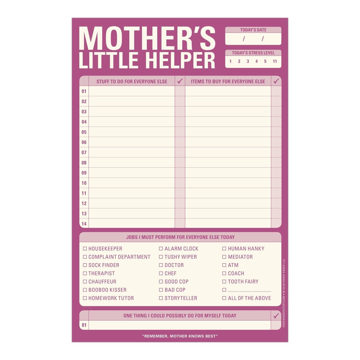 Mother’s Little Helper Notepad Stationery in Purple