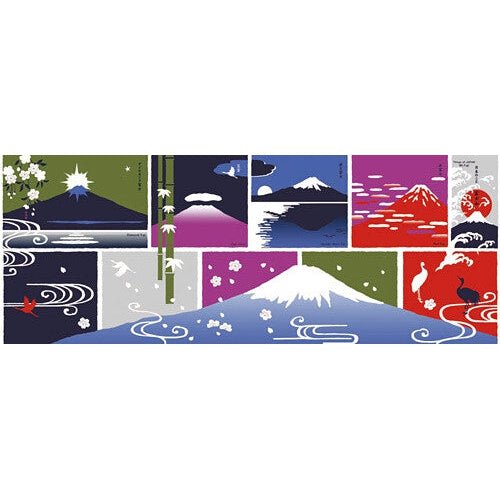 Mt. Fuji Tenugui | Traditional Japanese Hand Towel | 13.4" x 35.4" Long Thin Stencil-Dyed Art Towel