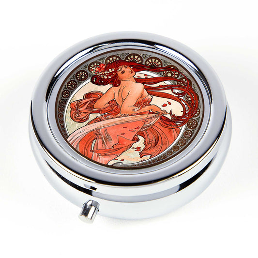 Mucha Art Nouveau Pill Box in Dancing Girl | Historical Art | Hand Decorated in the USA
