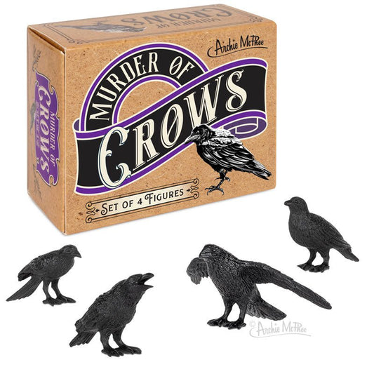 Murder of Crows Mini Figures | Set of 4 in a Funny Illustrated Box with Nest