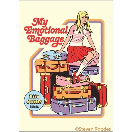 My Emotional Baggage Magnet | '80s Children's Book Style Satirical Art | 2" x 3"