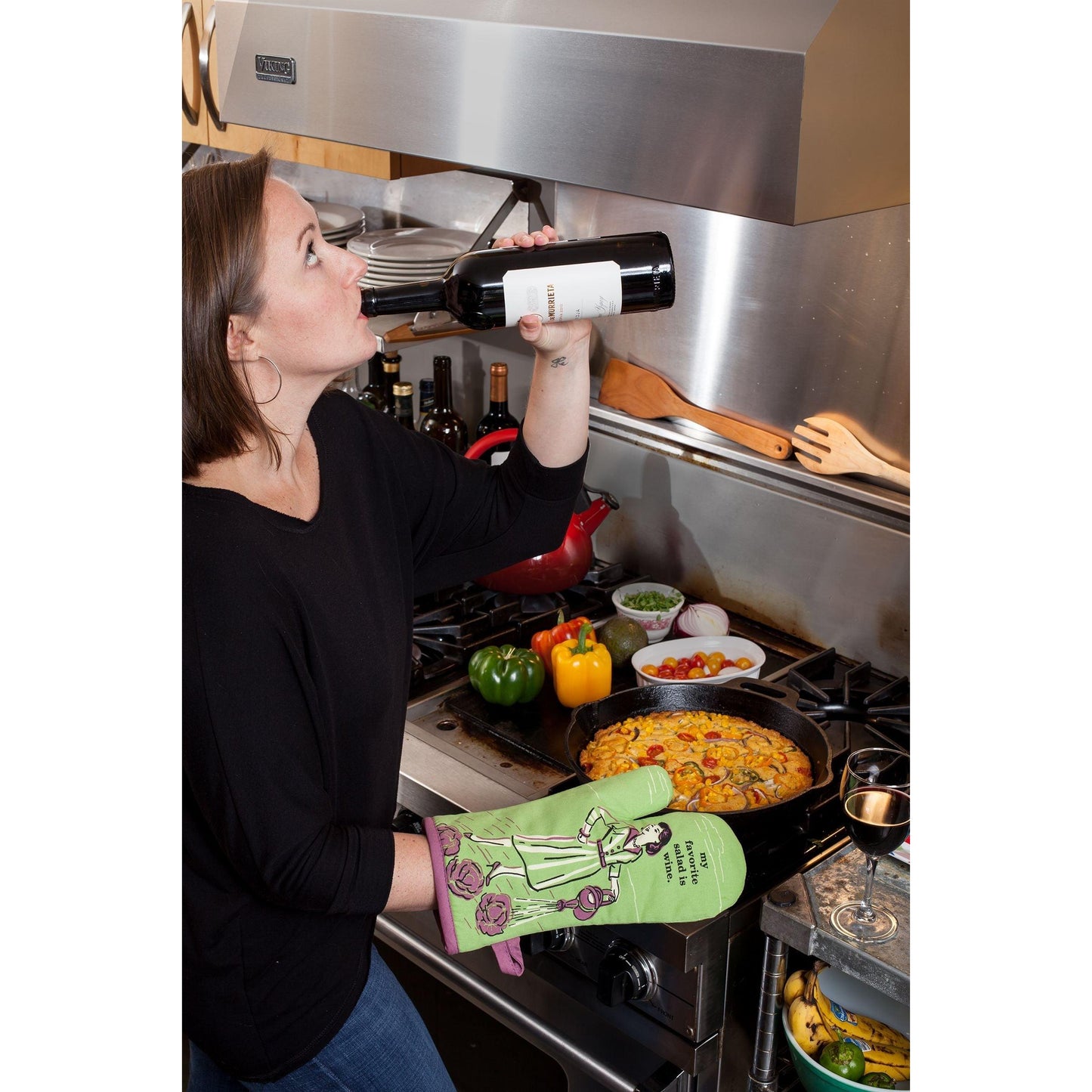 My Favorite Salad Is Wine Oven Mitt | Insulated Cotton Pot Holder | BlueQ at GetBullish