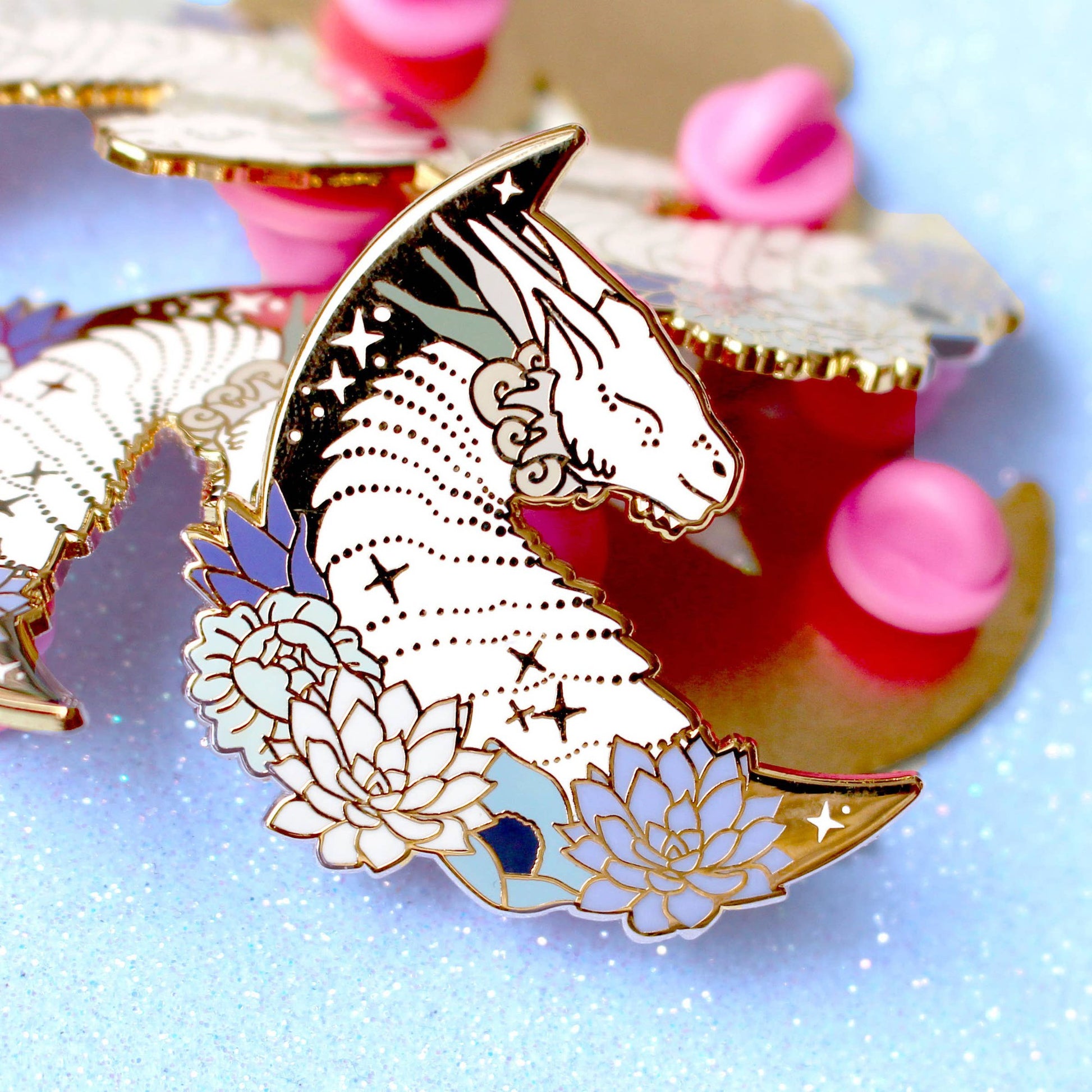 Mythical Flower Dragon Enamel Pin | Artist-Designed Hard Enamel Pin