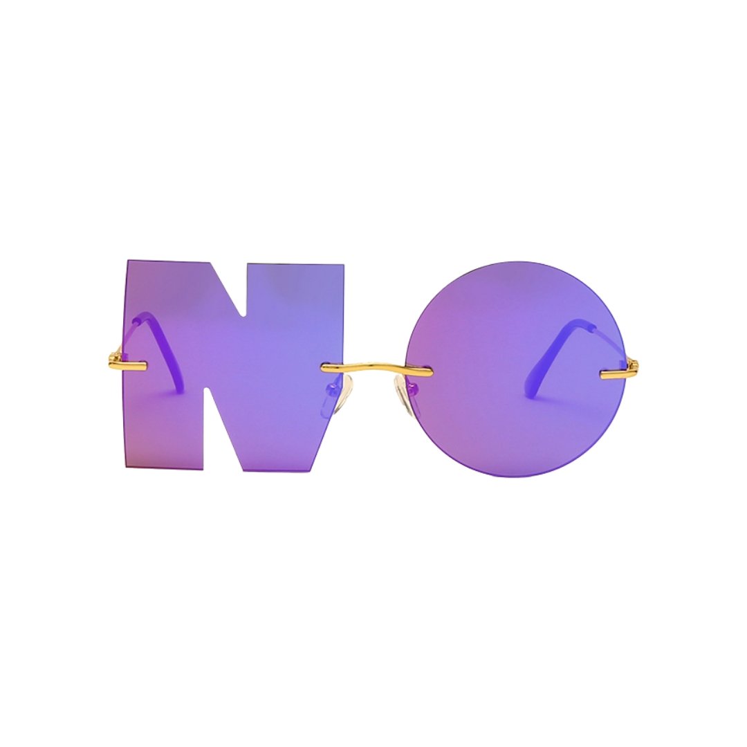 NO Graphic Sunglasses in Purple and Gold
