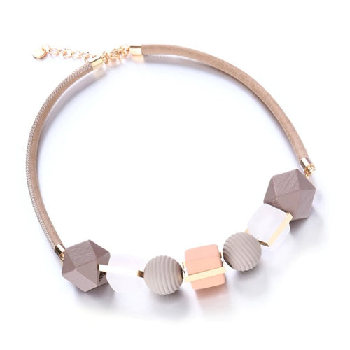 Neutral Bauble Short Necklace in Textured Geo Shapes