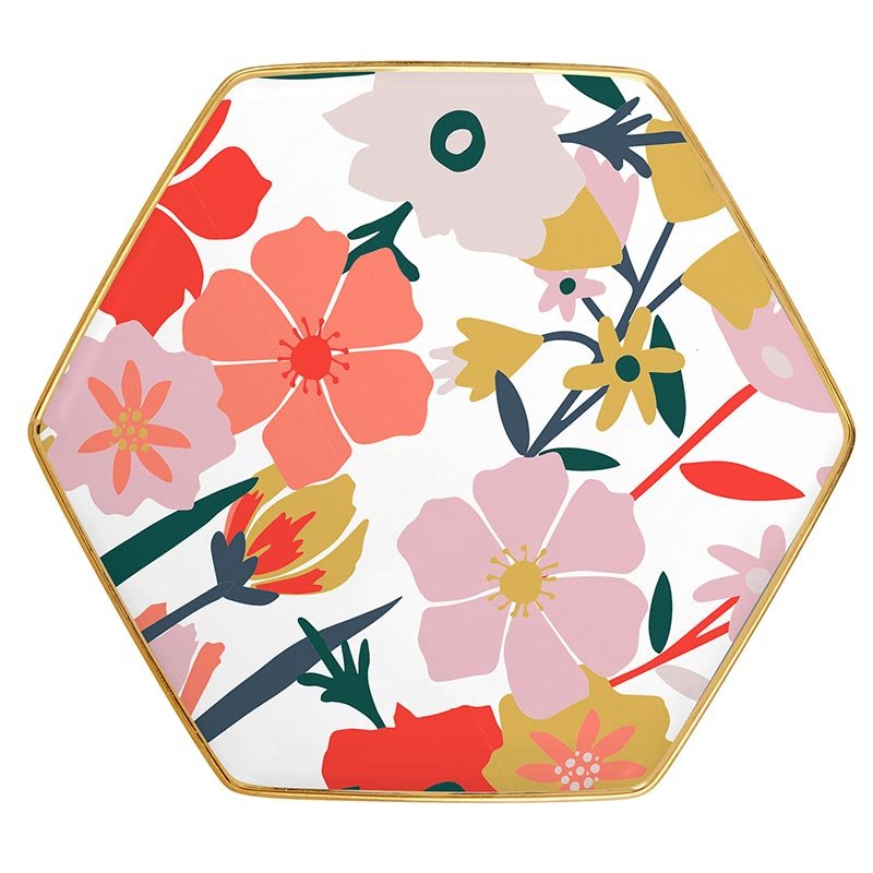 Never Stop Growing Hexagon Mug and Saucer Set in Floral Design