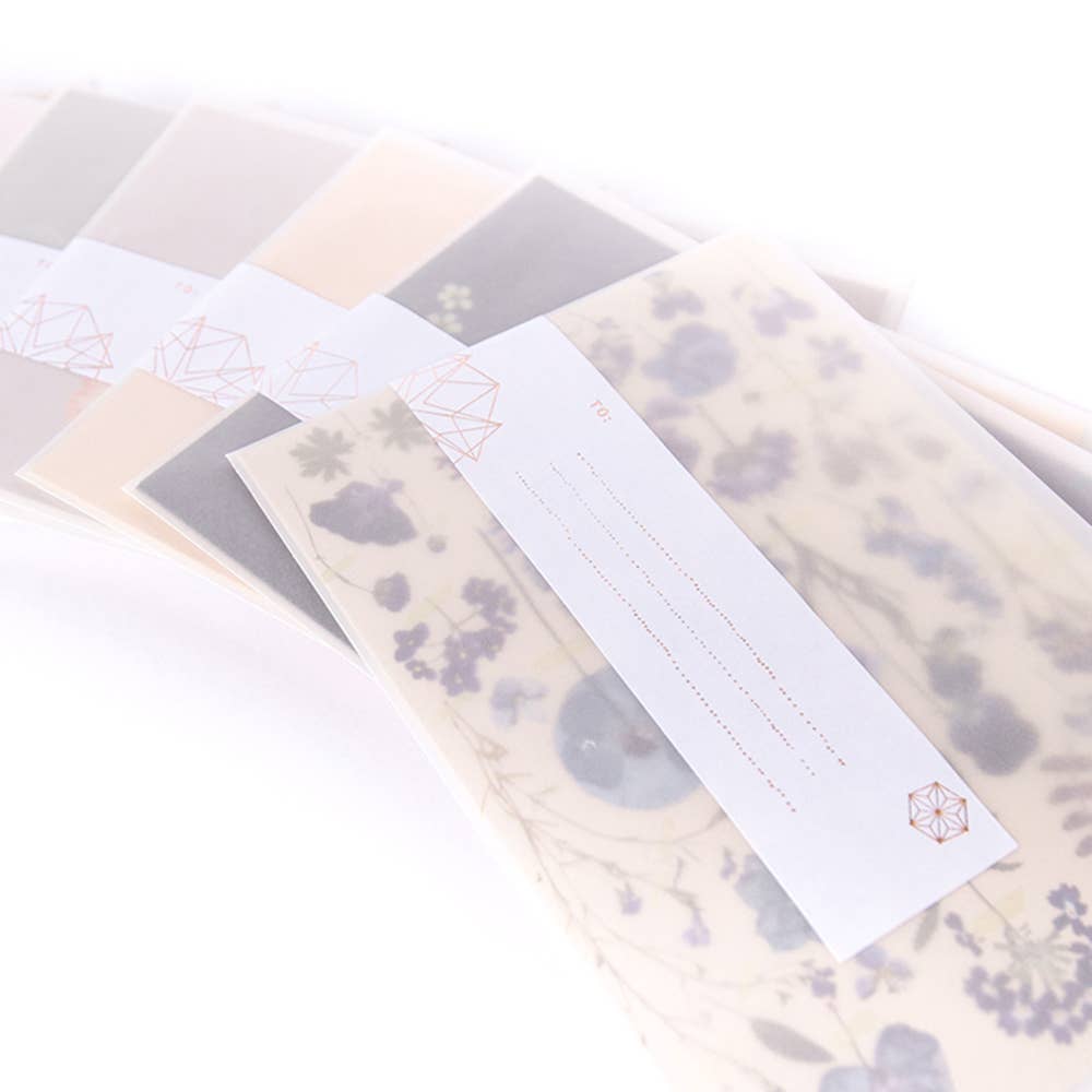 New Beginnings Greeting Card | Fine Rose Gold Details | Translucent Parchment Envelope
