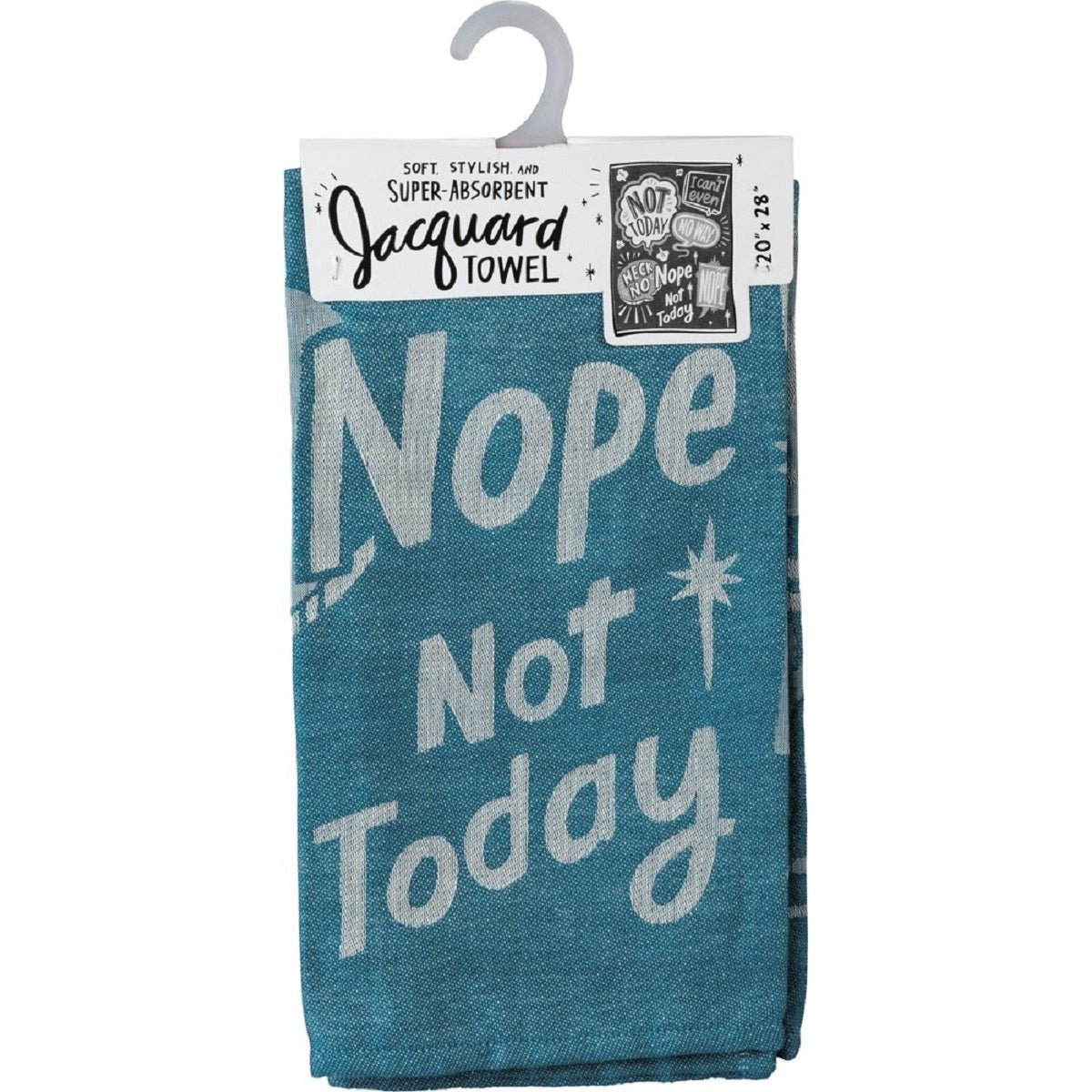 Nope Not Today Blue Bright Funny Snarky Dish Cloth Towel | Ultra Soft and Absorbent Jacquard | All-Over Design | Unfolds 20" x 28" | Giftable