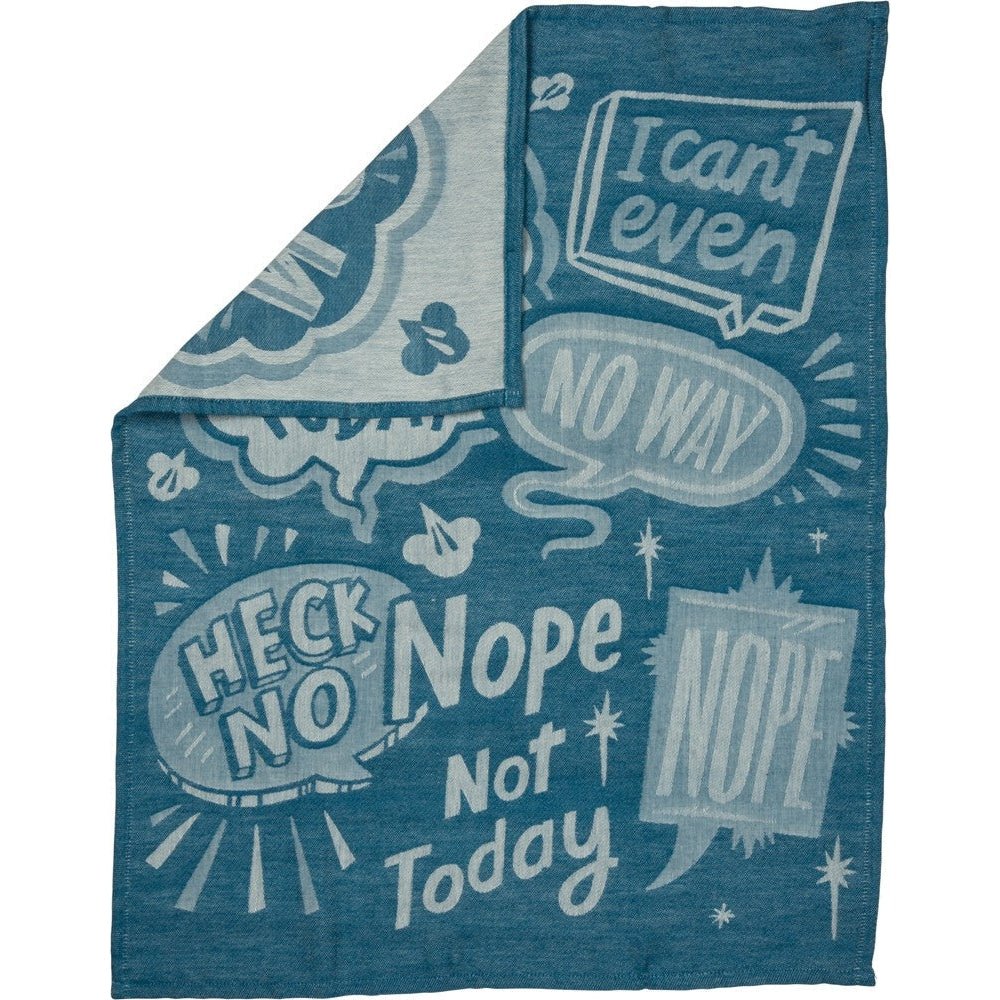 Nope Not Today Blue Bright Funny Snarky Dish Cloth Towel | Ultra Soft and Absorbent Jacquard | All-Over Design | Unfolds 20" x 28" | Giftable