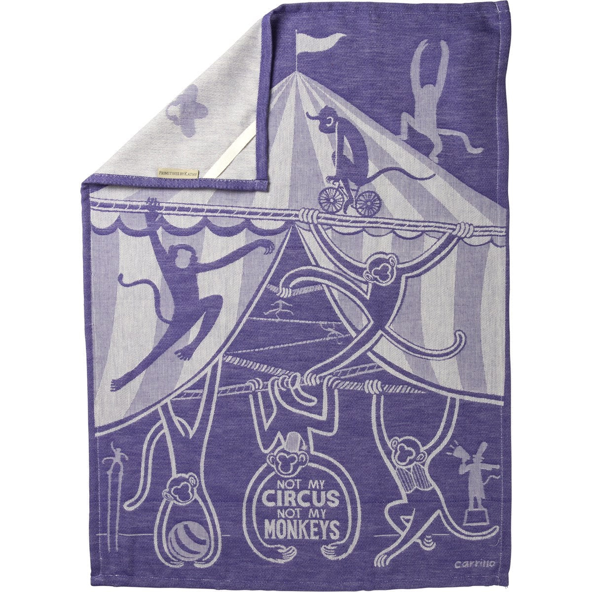 Not My Circus Not My Monkeys Woven Purple Funny Snarky Dish Cloth Towel | Ultra Soft and Absorbent Jacquard | All-Over Design | Unfolds 20" x 28" | Giftable