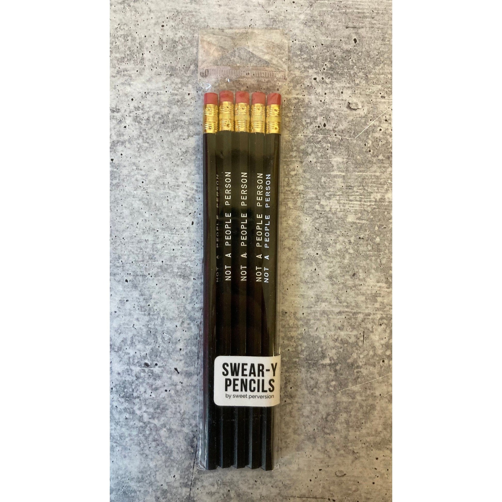 Not a People Person Pencil Set in Black | Set of 5 Funny Novelty Pencils