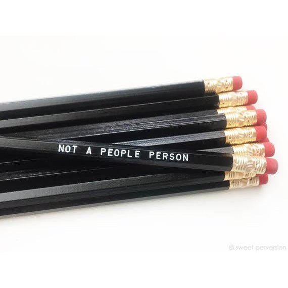 Not a People Person Pencil Set in Black | Set of 5 Funny Novelty Pencils