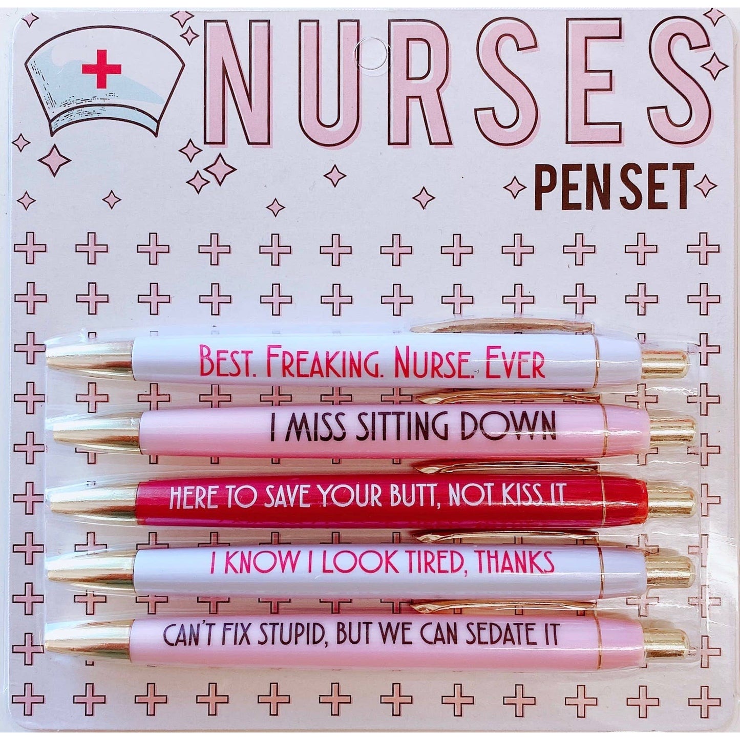 Nurses Multicolor Pen Set | 5 Funny Pens Packaged for Gifting | Best. Freaking. Nurse. Ever. , I Miss Sitting Down