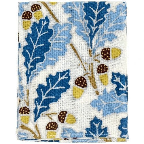 Oak Leaf Acorn Blue Tenugui Handkerchief | Japanese Hand Cloth