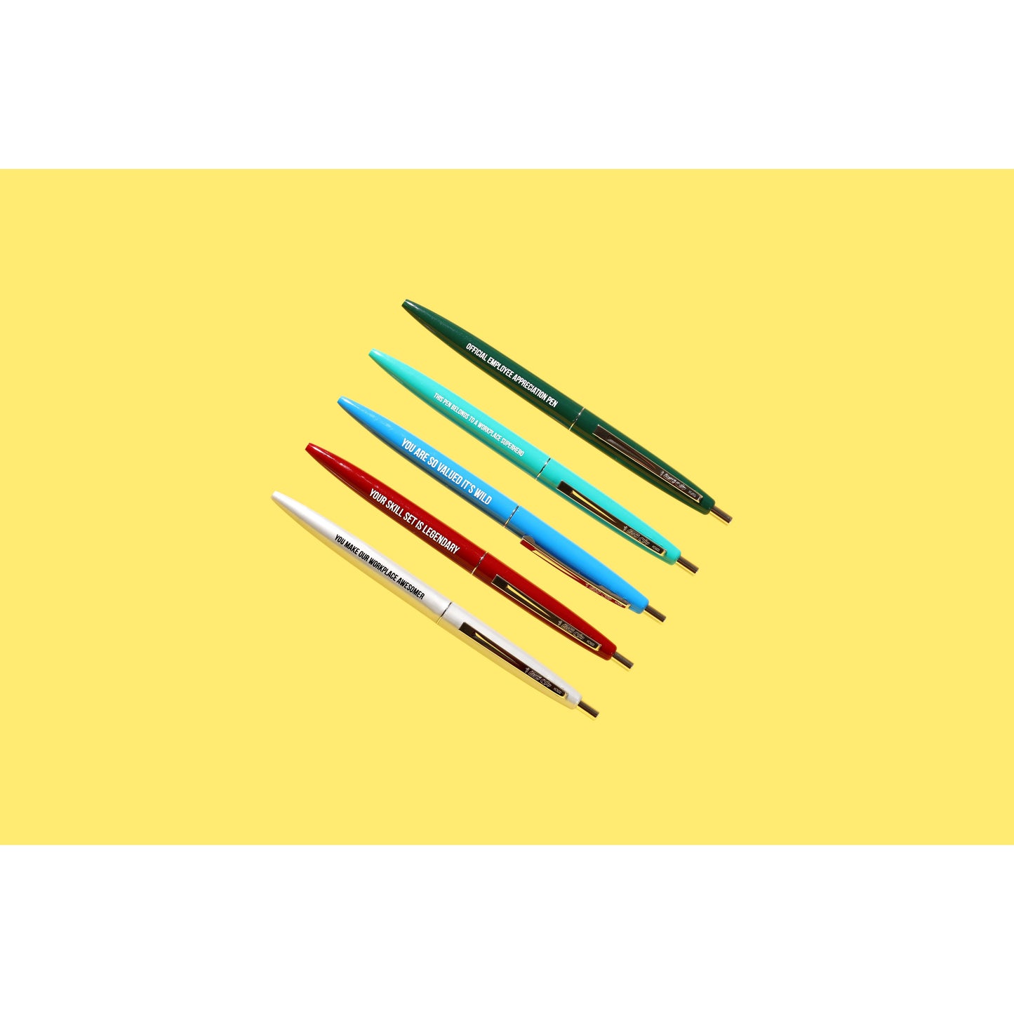 Official Employee Appreciation Pen Set | Set of 5 Motivational Pens | Bulk Discounts, No Code Needed