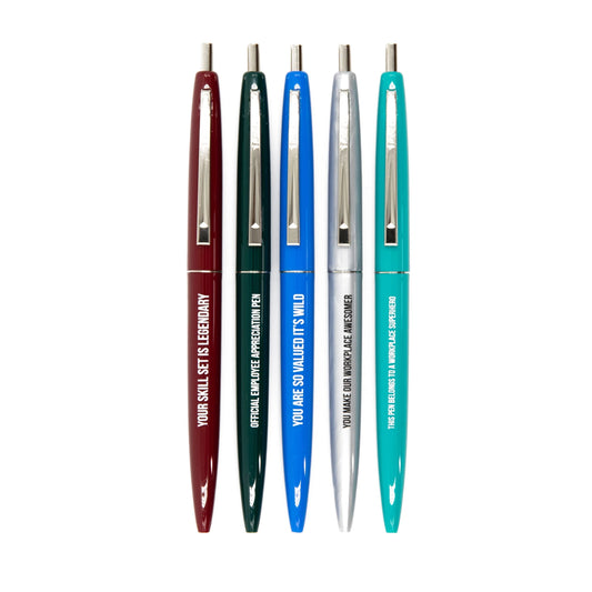 Official Employee Appreciation Pen Set | Set of 5 Motivational Pens | Bulk Discounts, No Code Needed