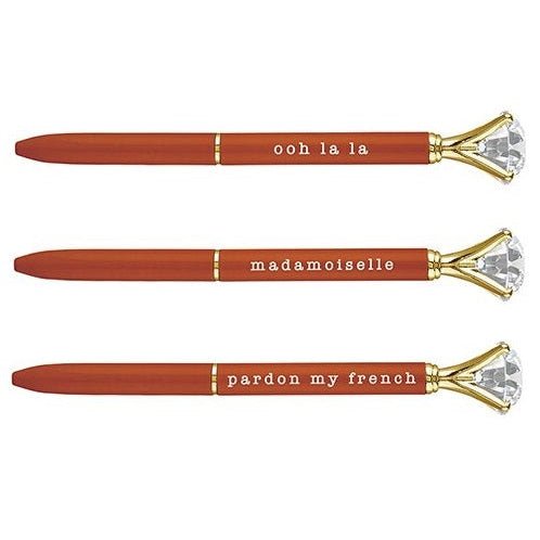 Ooh La La Orange Gem Pen Set of 6 | Giftable Quote Pens | Novelty Office Desk Supplies