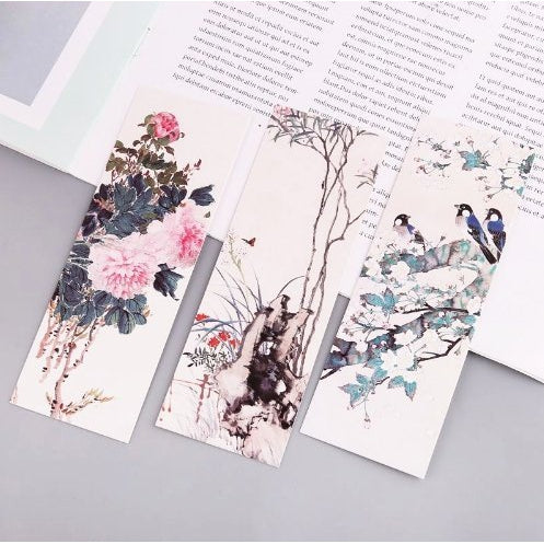 Painterly Flower and Bird Fine Art Style Bookmarks Pack of 30
