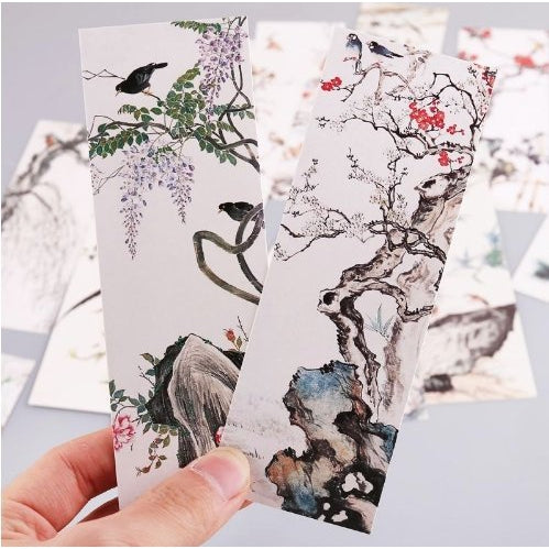 Painterly Flower and Bird Fine Art Style Bookmarks Pack of 30