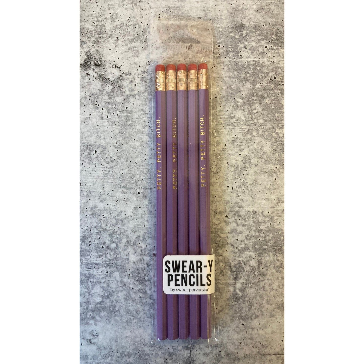 Petty, Petty Bitch Pencil Set in Lilac | Set of 5 Funny Sweary Profanity Pencils