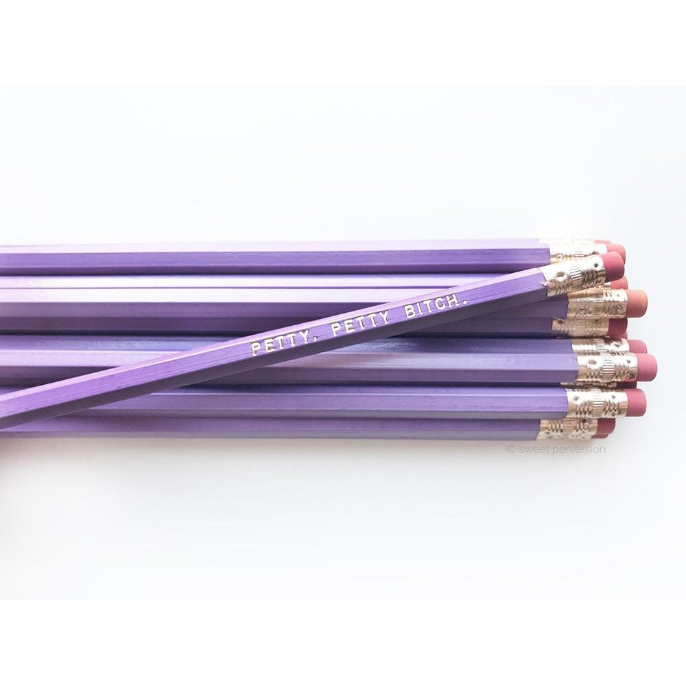Petty, Petty Bitch Pencil Set in Lilac | Set of 5 Funny Sweary Profanity Pencils