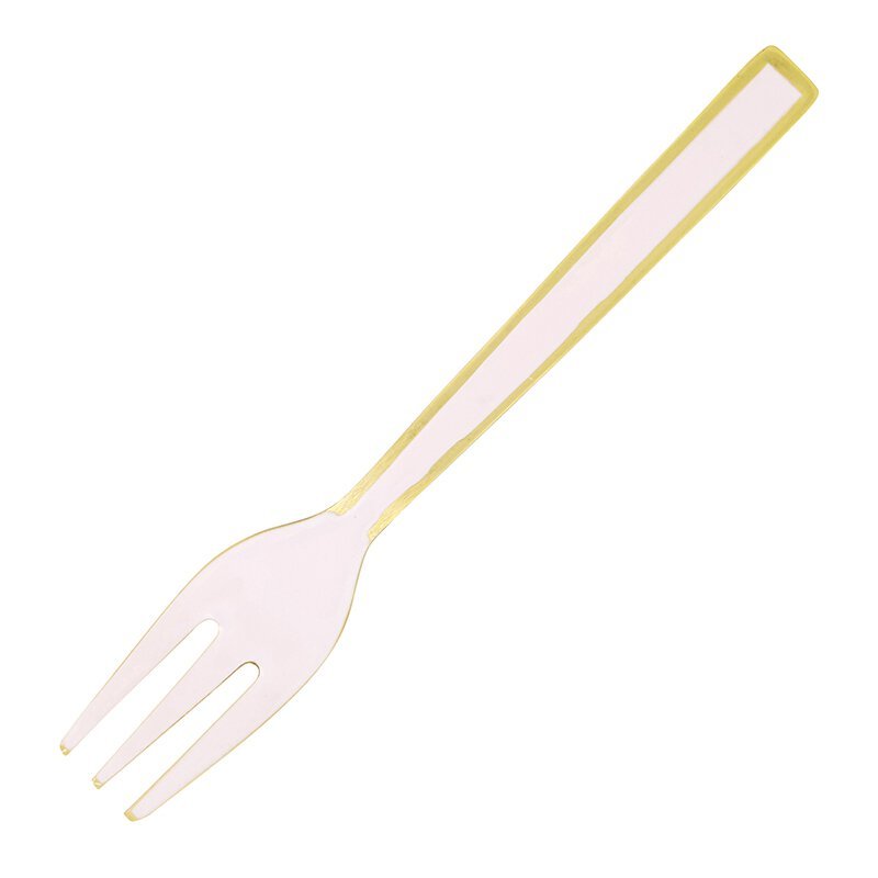 Pink Enamel Dessert Forks With Gold Edging | Boxed Set of 4
