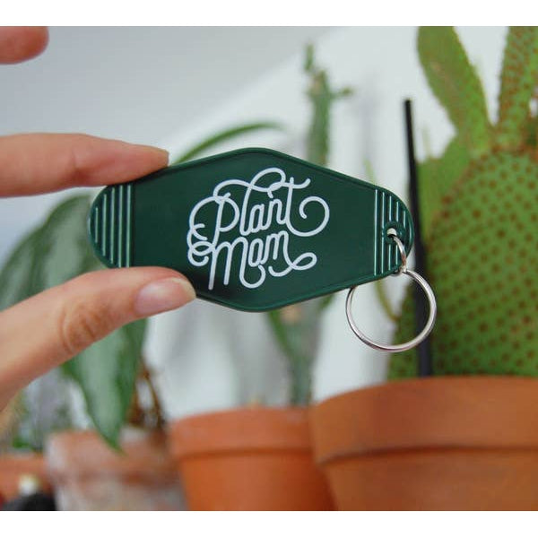 Plant Mom Motel Style Keychain in Green
