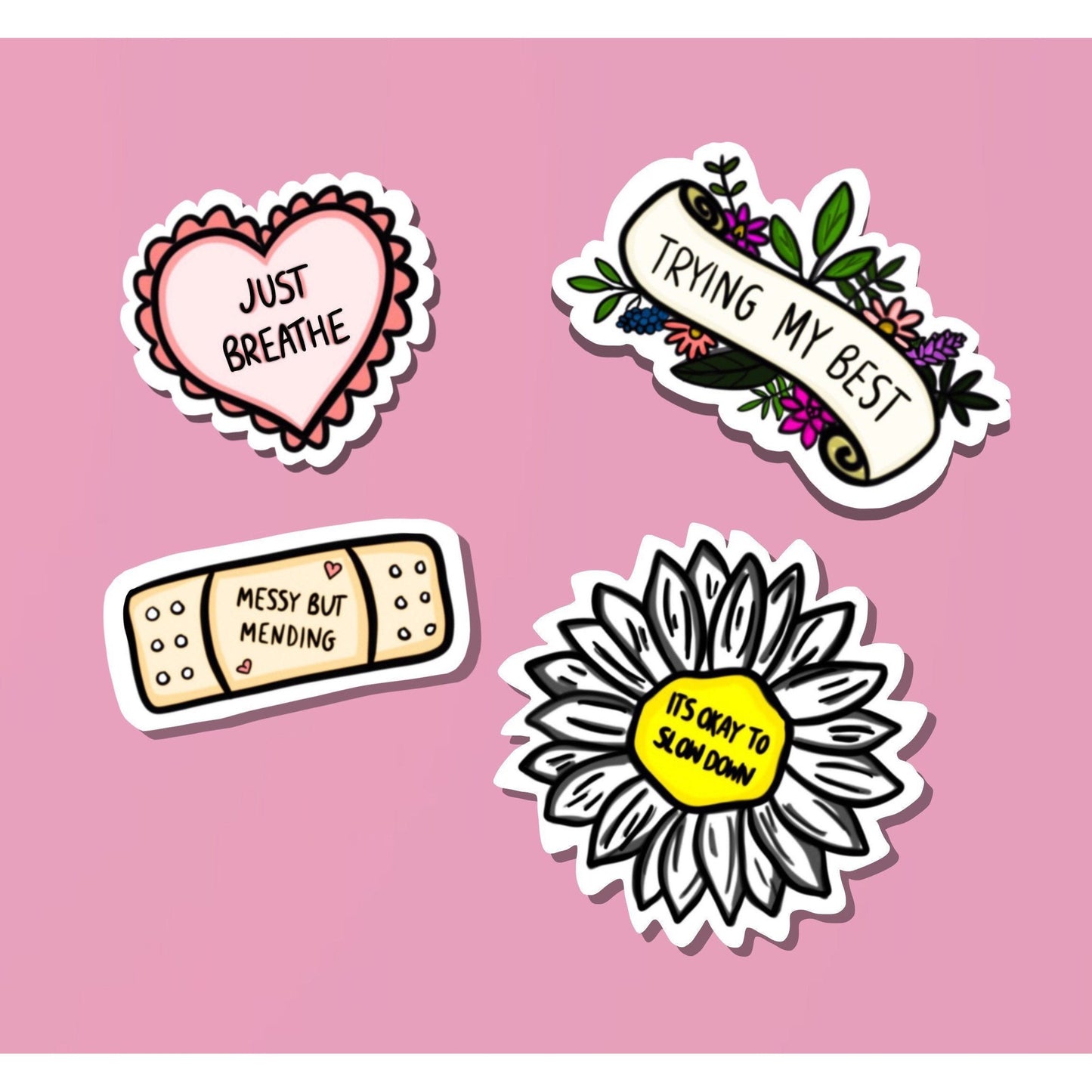 Positive Affirmation Self-Care Sticker Set (4 Stickers)