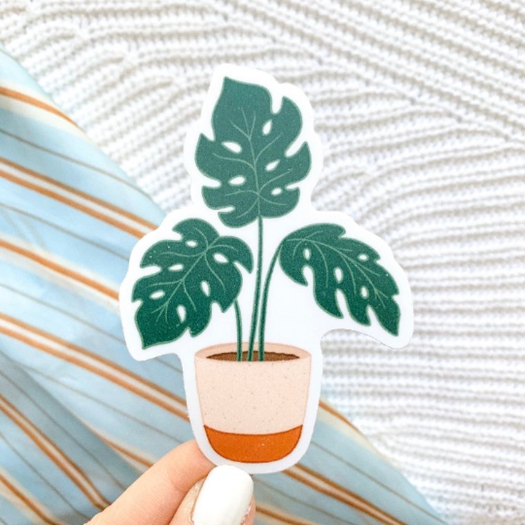Potted Monstera Plant Sticker | 3.5" x 2"