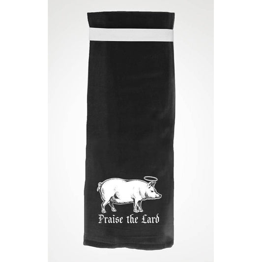 Praise The Lard Black Kitchen Towel | Absorbent Flour Sack Towel with Hang Tight Towel® Loop
