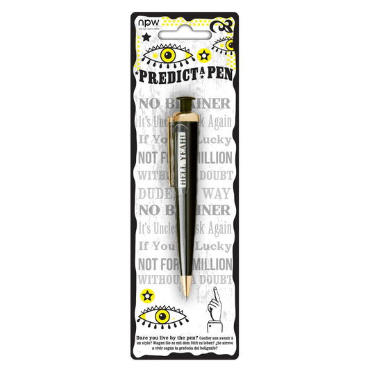 Predict A Pen | Black and Gold Clickable Pen with Hilarious Answers & Advice
