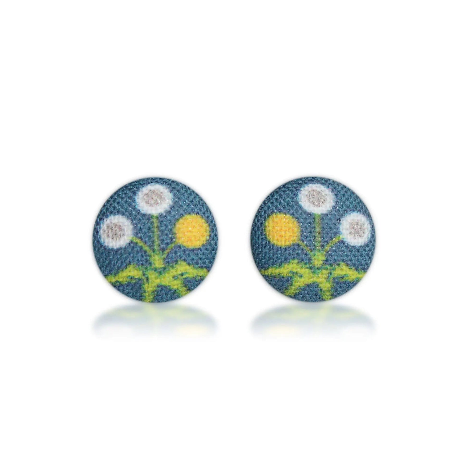 Pretty Dandelions Fabric Button Earrings | Handmade in the US