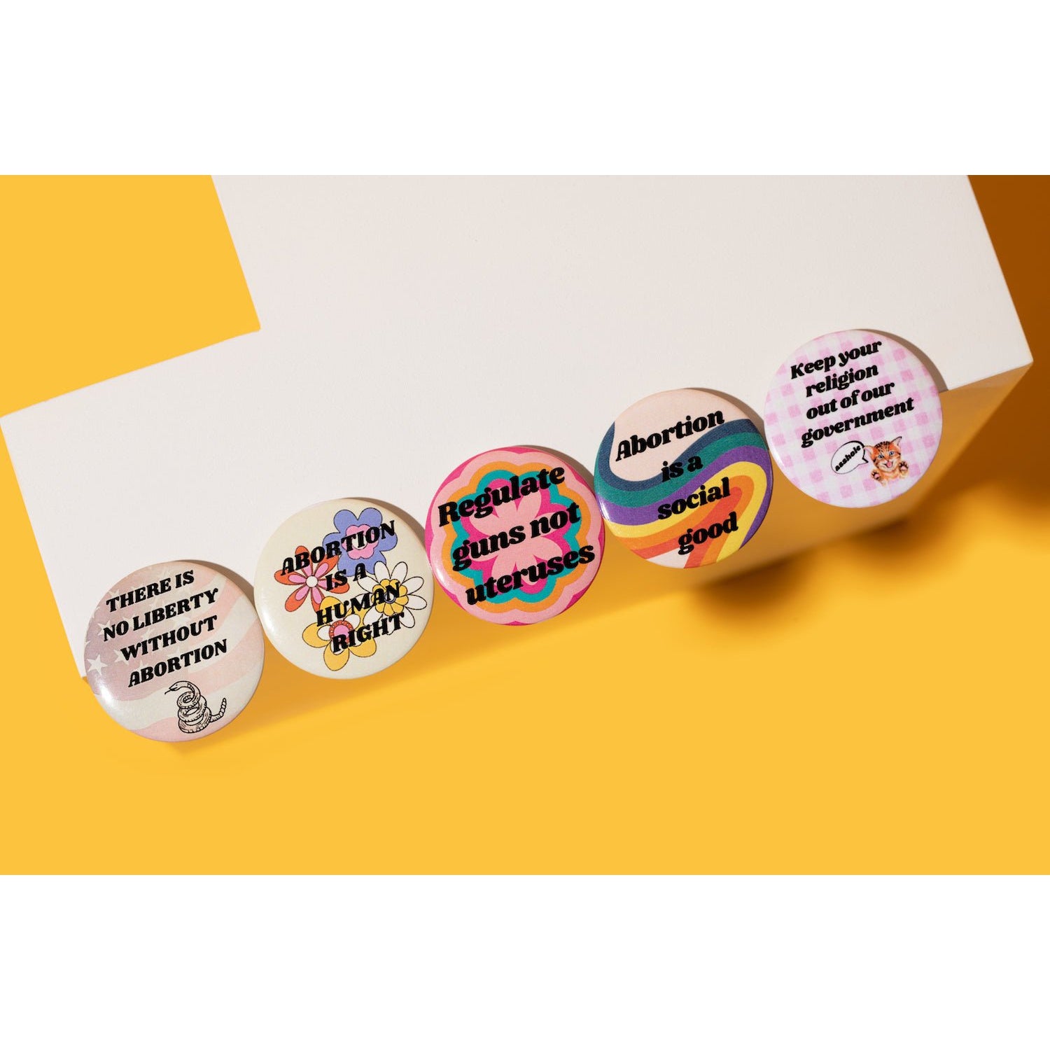 Pro-Choice Abortion Rights Pinback Button Set of 5 | Feminist Reproductive Rights Pin Badges