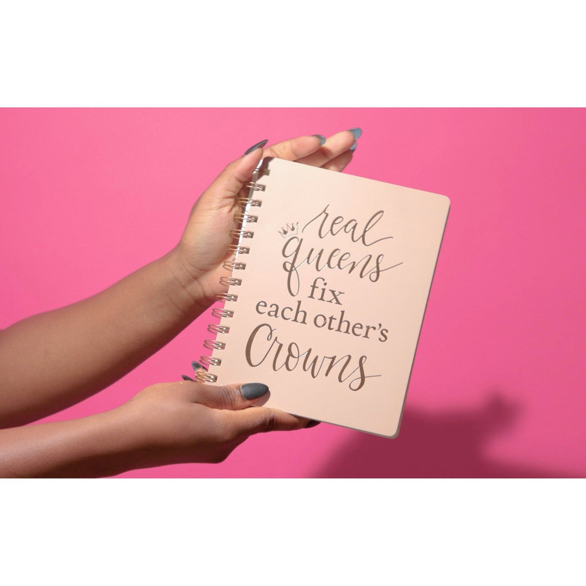 Real Queens Fix Each Other's Crowns Spiral Notebook in Blush Palette | 5.75" x 7.5" | 120 Lined Pages