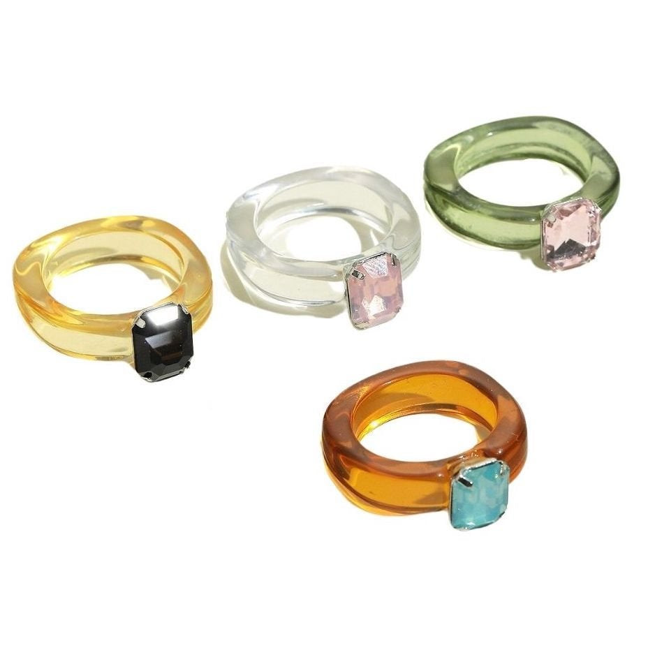 Resin Solitaire Statement Ring (4 Color Options)