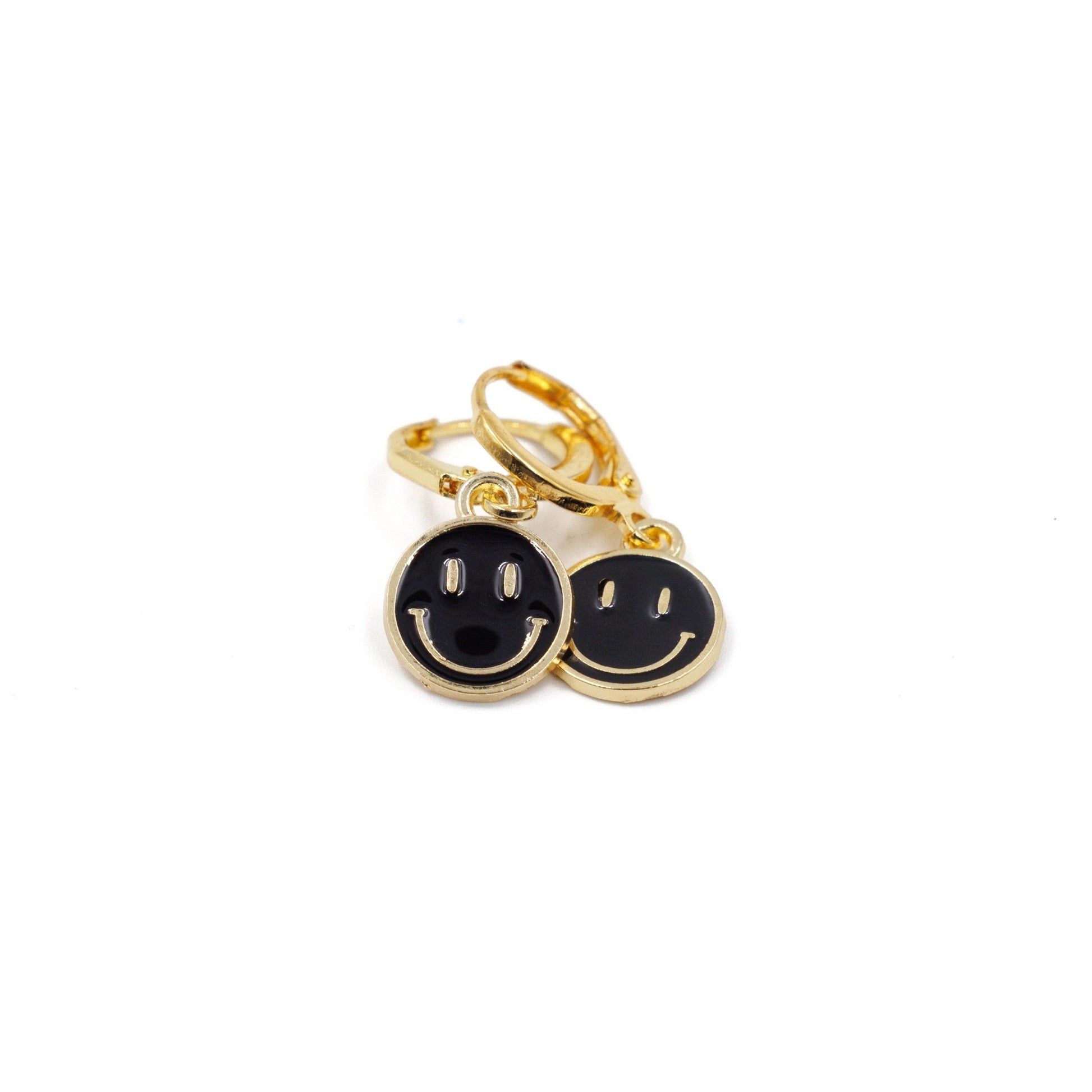 Retro '80s-'90s Dual Happy Face Charm Earrings | 4 Color Options | Yellow, Black, White, Pink
