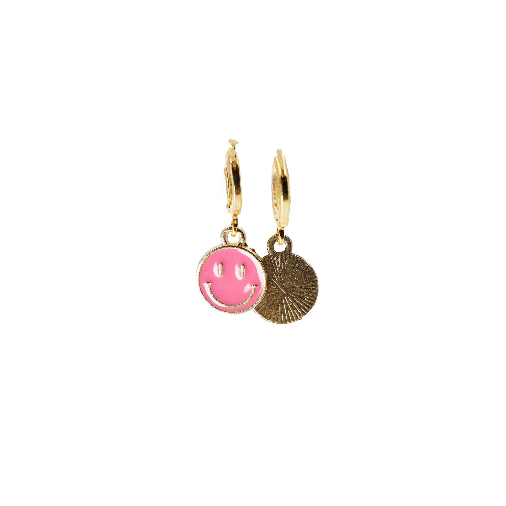 Retro '80s-'90s Dual Happy Face Charm Earrings | 4 Color Options | Yellow, Black, White, Pink