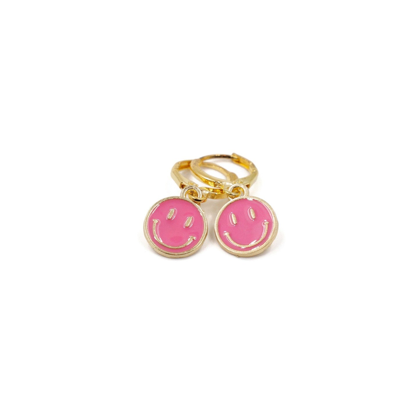 Retro '80s-'90s Dual Happy Face Charm Earrings | 4 Color Options | Yellow, Black, White, Pink
