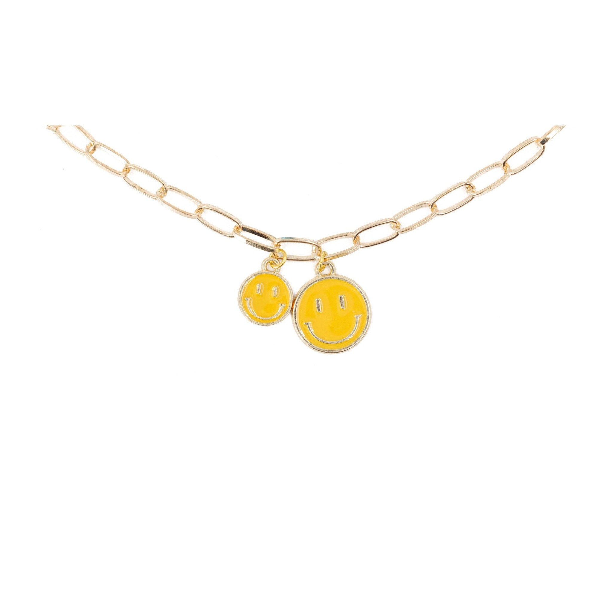 アクセサリー smile Retro '80s-'90s Dual Happy Face Charm Necklace | 4 Color Options