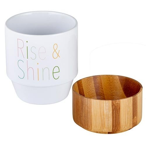 Rise & Shine Ceramic Mug with Bamboo Base
