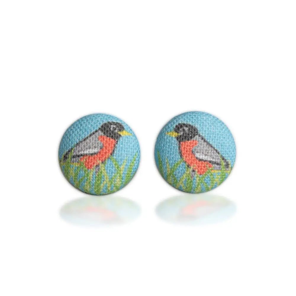 Robin Fabric Button Earrings | Handmade in the US
