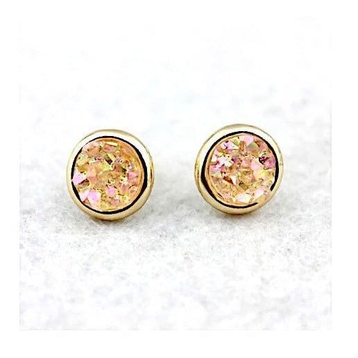 Round Druzy Stud Earrings (5 Color Options)