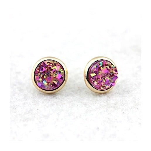 Round Druzy Stud Earrings (5 Color Options)