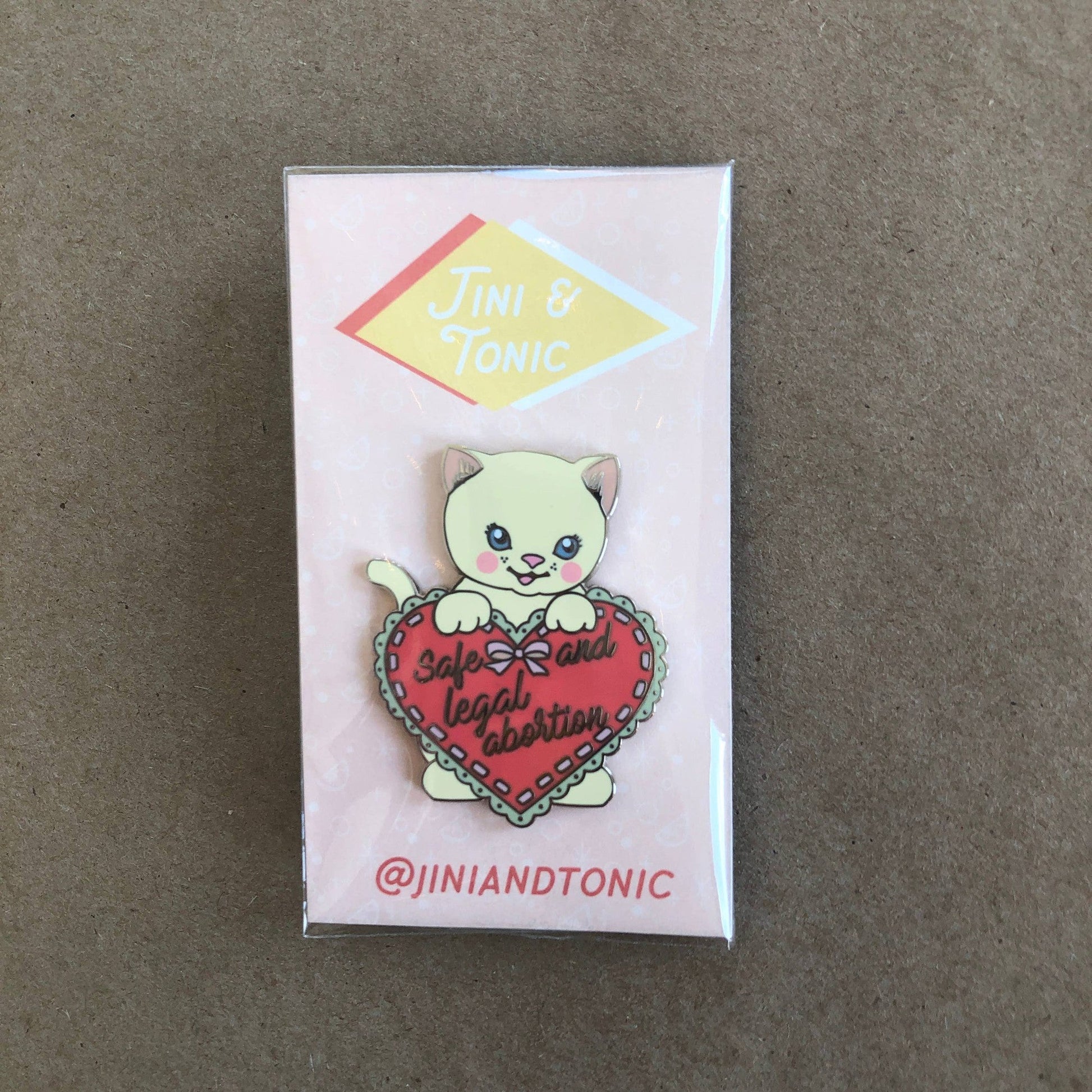 Safe and Legal Abortion Enamel Kitten Pin | Pro-Choice Reproductive Rights